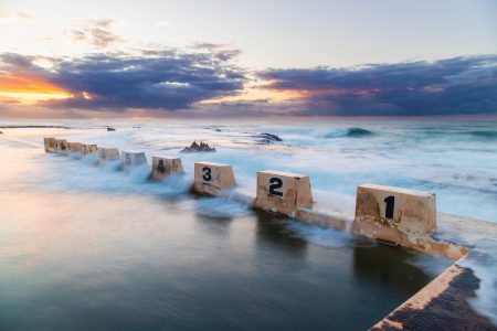 Merewether Ocean bath sunrise view, Newcastle, Australia.